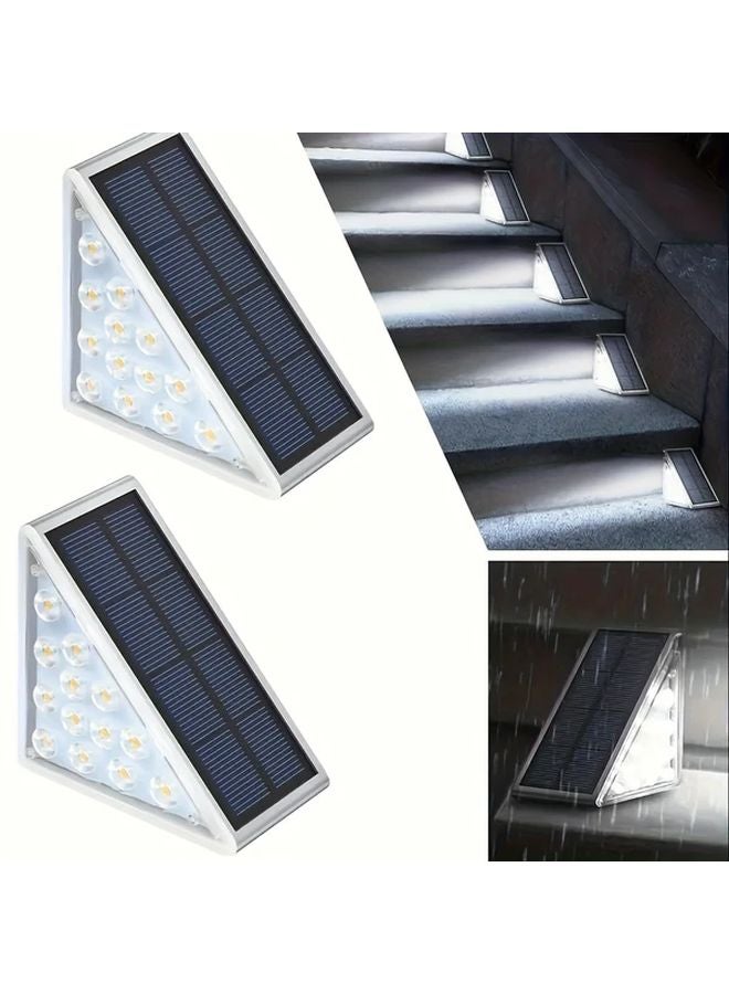 2pcs LED Triangle Solar Step Lights Cold Lighting Outdoor Stair Deck Garden - Image 4