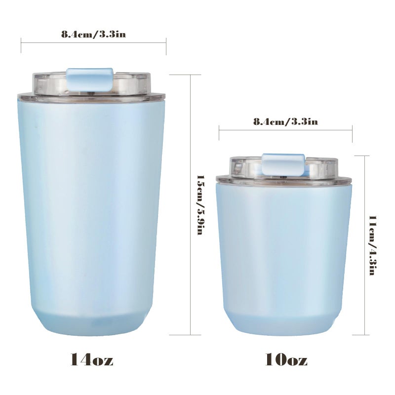 Puraville Insulated Tumblers with Lid  10 oz Travel Coffee Mug Stainless Steel Vacuum Thermos Cup  Leak Proof Reusable Double Walled Coffee Tumbler for Iced and Hot Drinks Light Blue - Image 2