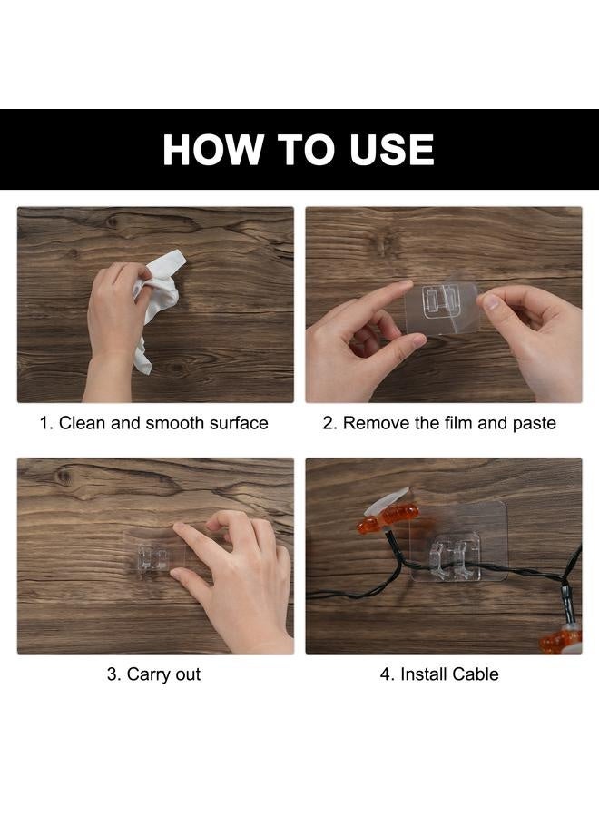 NIBEMINENT 100pcs Lamp String Lights Hooks No Punch Hooks Patch Shelf Snap Clip Transparent Sticky Hooks  - Image 3
