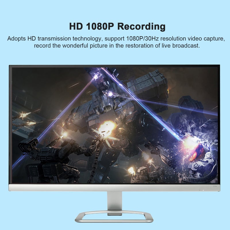 بطاقة التقاط الفيديو عالية الدقة: USB2.0، 1080P 60 إطار في الثانية، مدخول خط الميكروفون - محمولة لا تحتاج إلى طاقة خارجية، مربع التقاط الفيديو عالي الدقة لمباشر الألعاب، والتدريس، والتصوير الطبي - Image 3