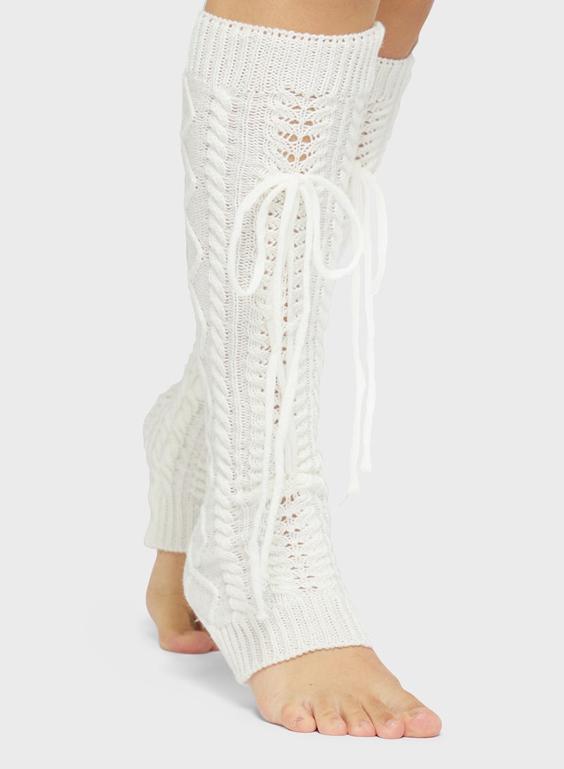 جينجر مدفأة ساق بنمط دانتيل فوق الركبة - Image 3