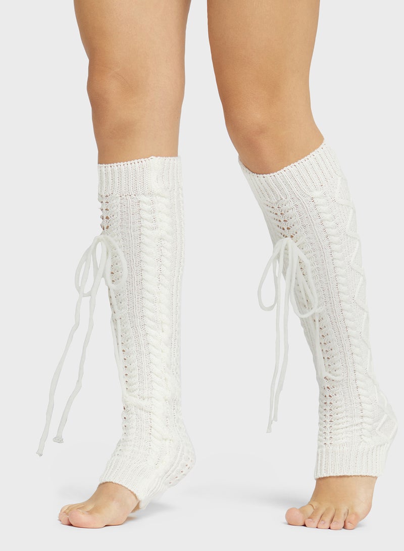 جينجر مدفأة ساق بنمط دانتيل فوق الركبة - Image 1