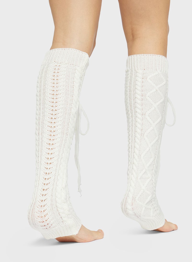 جينجر مدفأة ساق بنمط دانتيل فوق الركبة - Image 2