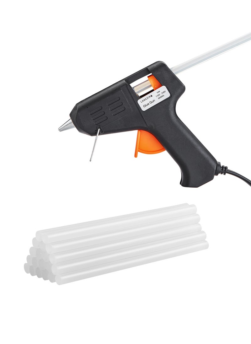 LAWAZIM - Black Glue Gun - 10W with 32 Piece Glue Sticks 7.4x200mm - Mini Hot Glue Gun for Crafts, DIY, and Home Repairs, Fast Heating, Soft Trigger, BS Plug, Ideal for Cardboard, Fabric, and Plastic - Image 1