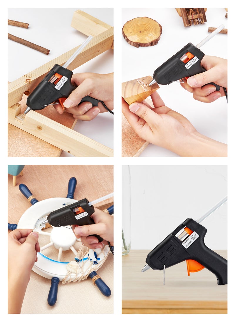 LAWAZIM - Black Glue Gun - 10W with 32 Piece Glue Sticks 7.4x200mm - Mini Hot Glue Gun for Crafts, DIY, and Home Repairs, Fast Heating, Soft Trigger, BS Plug, Ideal for Cardboard, Fabric, and Plastic - Image 1