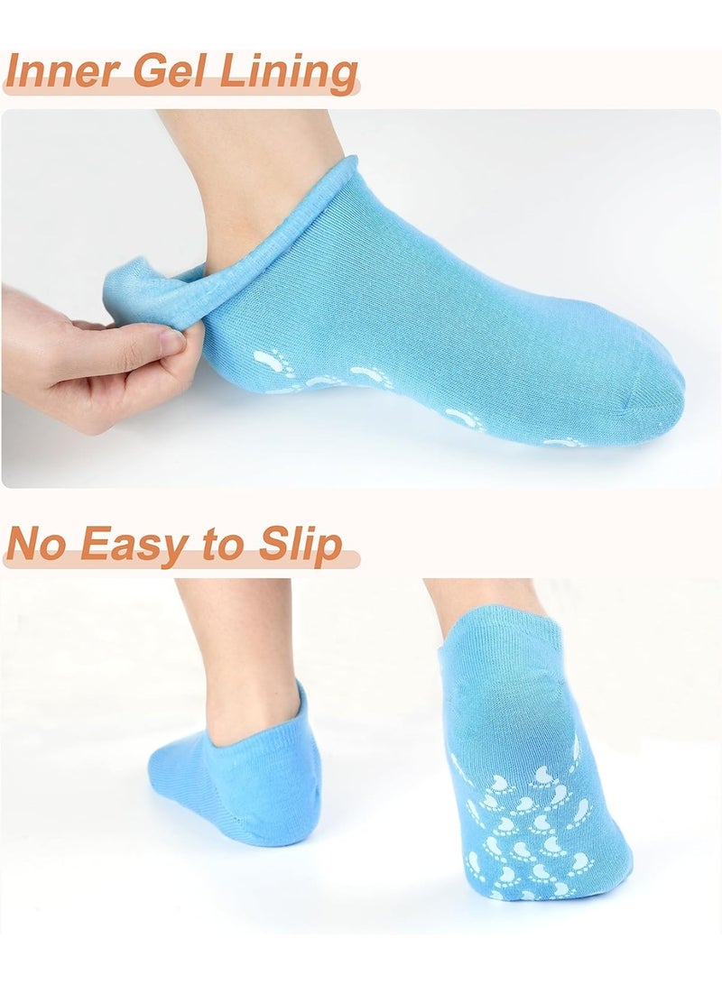 جوارب ترطيب وتغذية القدمين للنساء – جوارب سيليكون هلامية للعناية بالقدمين والجفاف والتشققات – تحتوي على زيت الجوجوبا وفيتامين E وزيت الزيتون وزيت الورد – علاج تشقق الكعبين وتقشير الجلد الميت – جوارب منزلية للسبا والعناية الذاتية – هدية مثالية للأم ومناسبة لجميع النساء – قابلة لإعادة الاستخدام ومناسبة لجميع مقاسات القدمين - Image 3