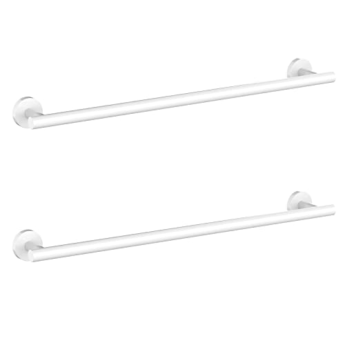 Cilee 2 Pieces White Bathroom Towel Bar, 24 Inch Double Towel Racks,Bathroom Towel Holder Towel Hanger for Bathroom Stainless Steel Wall Mount - Image 1