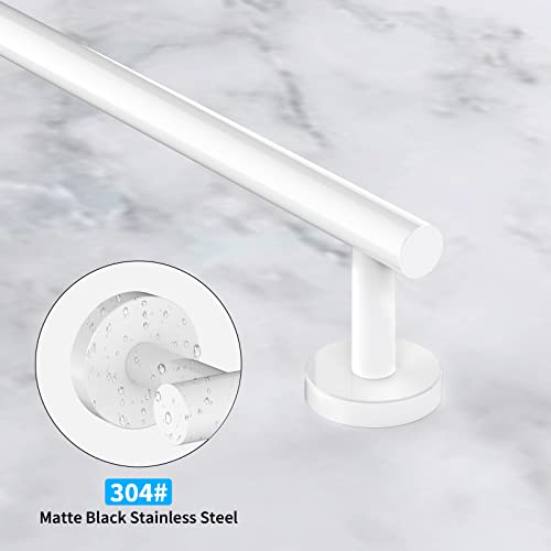 Cilee 2 Pieces White Bathroom Towel Bar, 24 Inch Double Towel Racks,Bathroom Towel Holder Towel Hanger for Bathroom Stainless Steel Wall Mount - Image 2