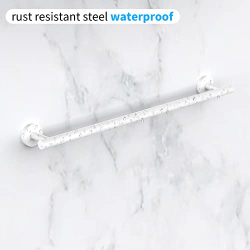 Cilee 2 Pieces White Bathroom Towel Bar, 24 Inch Double Towel Racks,Bathroom Towel Holder Towel Hanger for Bathroom Stainless Steel Wall Mount - Image 3