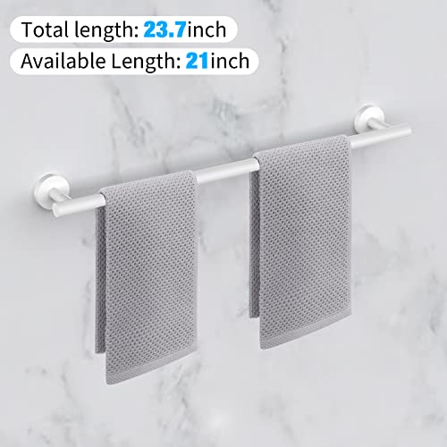 Cilee 2 Pieces White Bathroom Towel Bar, 24 Inch Double Towel Racks,Bathroom Towel Holder Towel Hanger for Bathroom Stainless Steel Wall Mount - Image 5