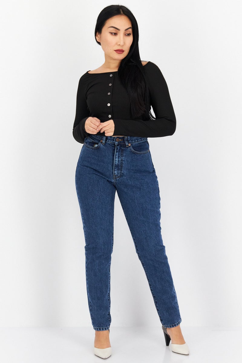 Dr Denim جينز دنيم مغسول بتصميم عادي للنساء، أزرق - Image 3