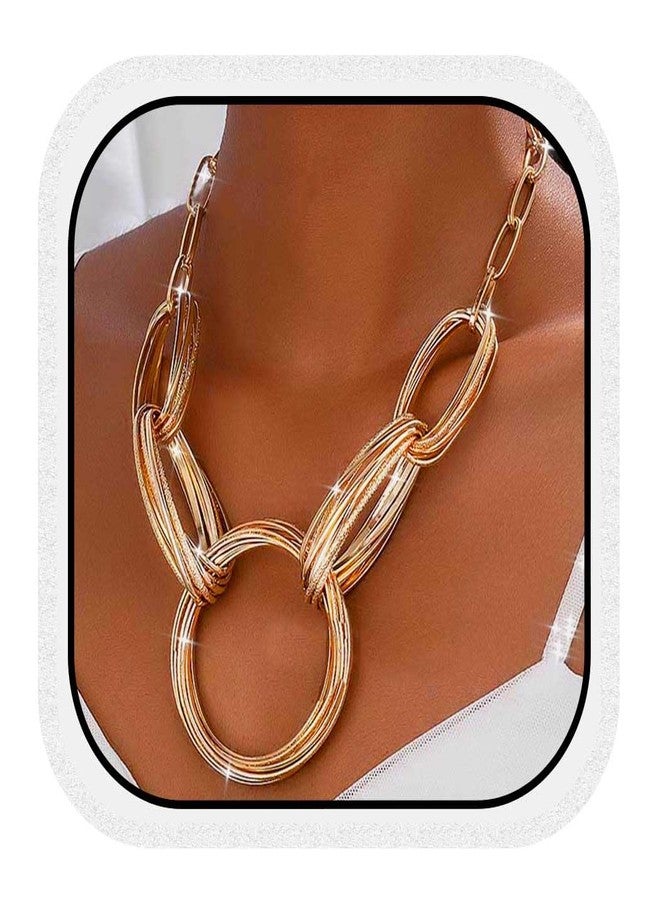 CLOACE Chunky Choker Necklaces Gold Pendant Necklace Chain Punk Thick Necklace Accessories for Women (Gold) - Image 1