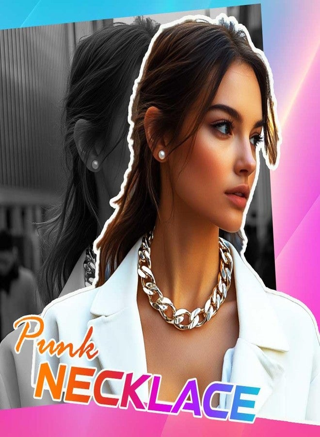 CLOACE Chunky Choker Necklaces Gold Pendant Necklace Chain Punk Thick Necklace Accessories for Women (Gold) - Image 3