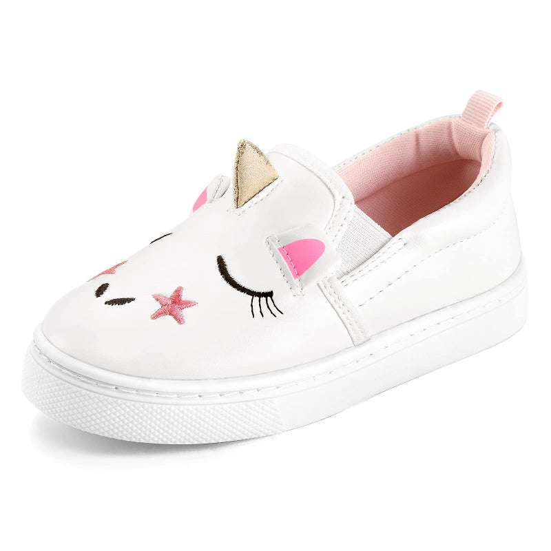 K KomForme Toddler Sneakers for Girls Boys Slip On Canvas Walking Shoes, Size 11 Little Kid, Unicorn 3D - Image 1