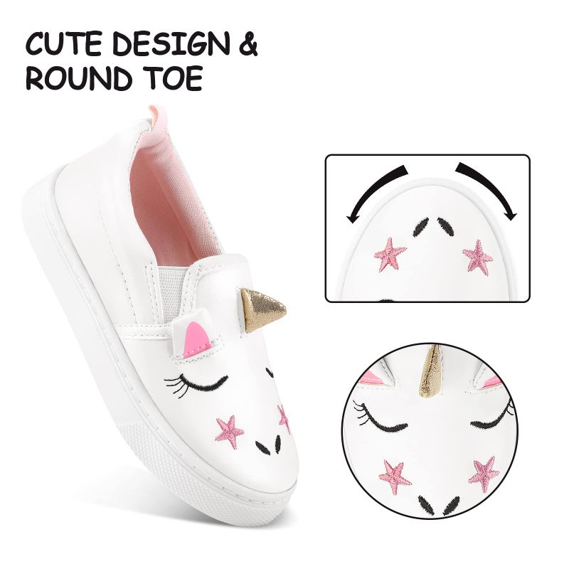 K KomForme Toddler Sneakers for Girls Boys Slip On Canvas Walking Shoes, Size 11 Little Kid, Unicorn 3D - Image 4