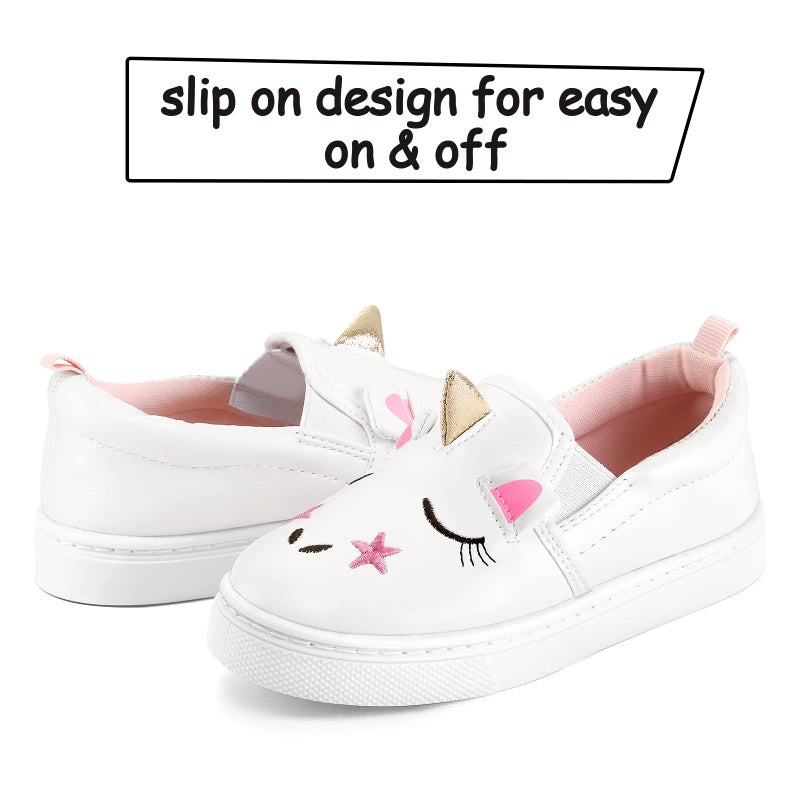 K KomForme Toddler Sneakers for Girls Boys Slip On Canvas Walking Shoes, Size 11 Little Kid, Unicorn 3D - Image 3