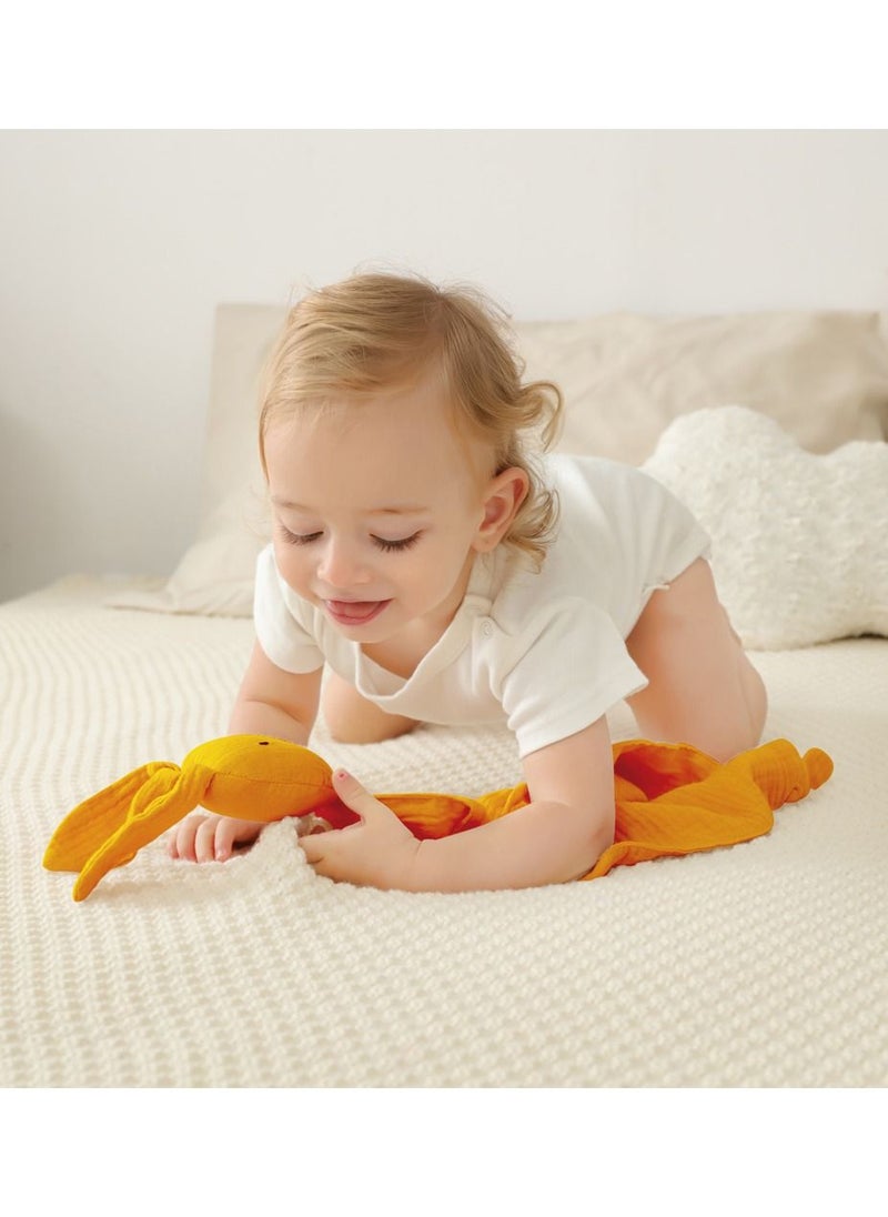 HFN Baby Pure Cotton Cloth Comfort Towel Baby Sleeping Doll with Sensory Teether Yellow  - Image 2