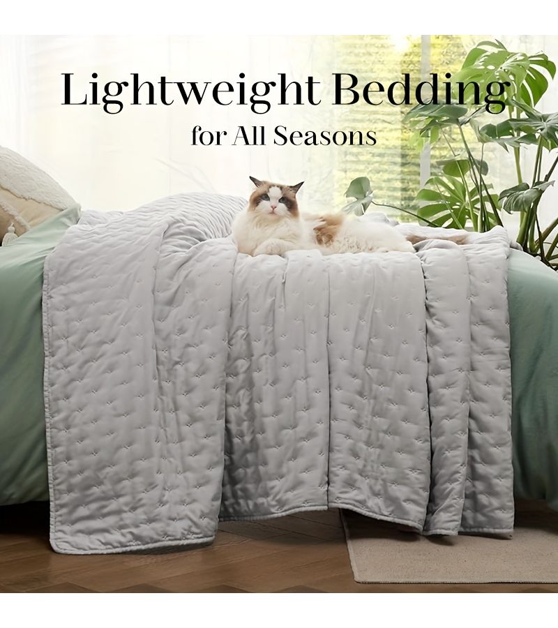 Grey Ultrasonic Quilted Sandwich Thin Quilt - Image 2