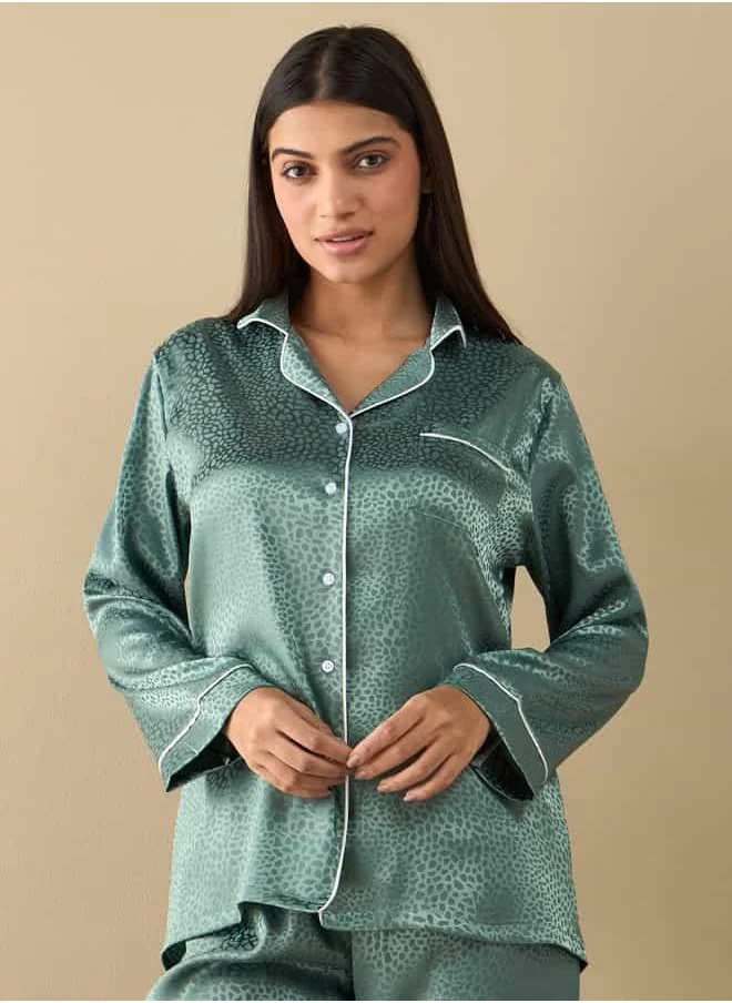 FAV All-Over Animal Print Long Sleeve Shirt and Elastciated Pyjama Set