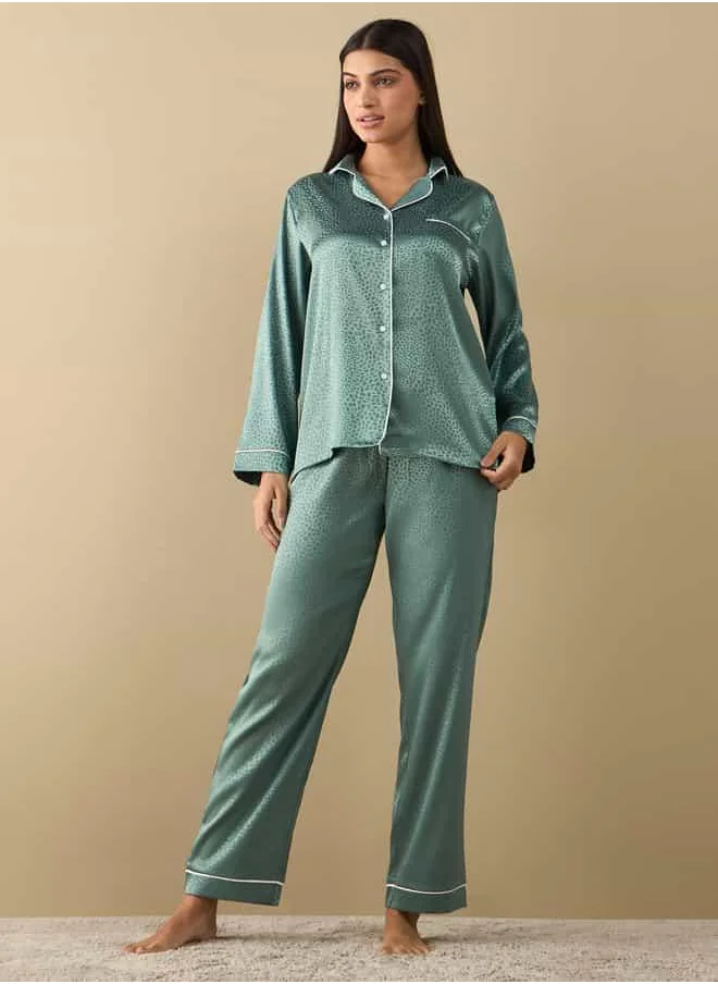 FAV All-Over Animal Print Long Sleeve Shirt and Elastciated Pyjama Set