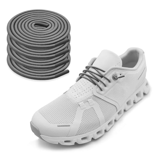 NDTEZUGT 2 Pairs 1/10" (2.5mm) Elastic Thin Shoe Laces, Stretch Round Shoelaces Shoe Strings Replacement for Sneaker,Tieless No Tie Laces for Adults and Kids (Dark Gray 03, 18''/45cm) - Image 1