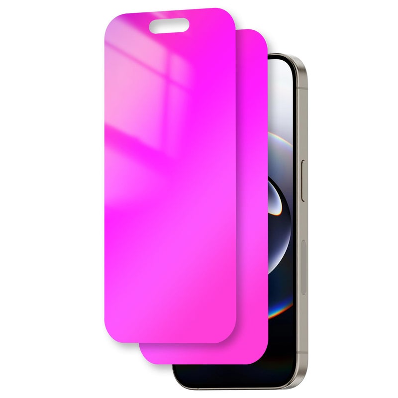 Juvraixo for iPhone 16e / iPhone 14 / iPhone 13 / iPhone 13 Pro [6.1 Inch] Privacy Screen Protector Anti-Spy Tempered Glass Gradient Purple Colorful Private Anti Blue Light Full Coverage Anti-Scratch HD Easy Installation Frame 2 Pack - Image 1