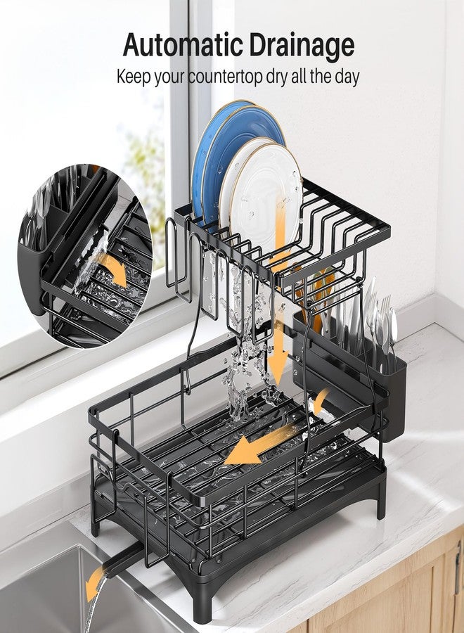 Kitstorack Dish Drainer Rack, Detachable 2 Tier Dish Draining Rack and Drain board Set - Image 4