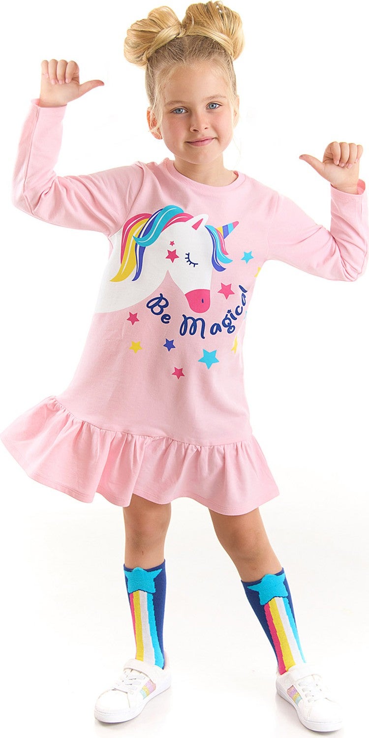 Denokids Unicorn Magic Girls Pink Dress  - Image 1