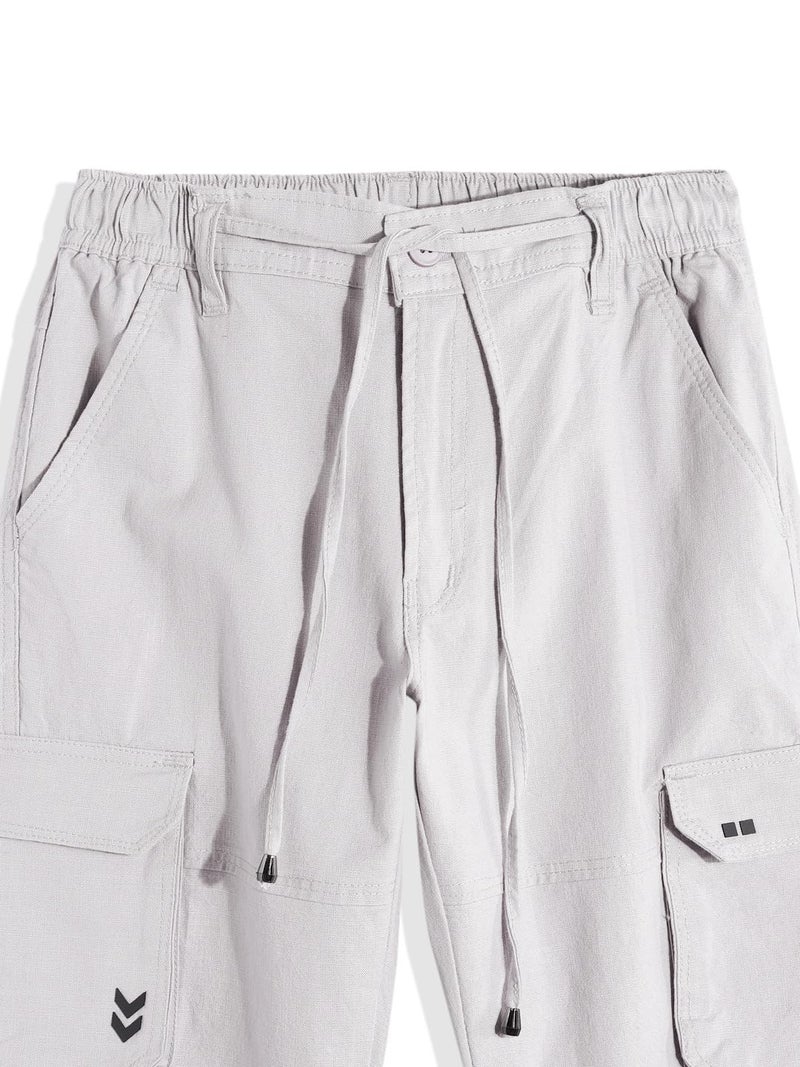 CAVIO Boys Casual Solid Regular Fit Cargo Pants with Multiple Pockets Grey - Image 3