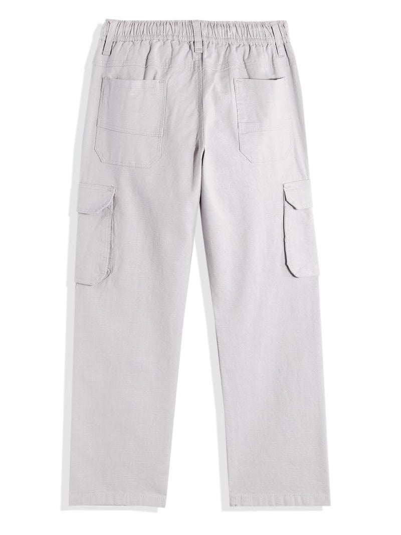 CAVIO Boys Casual Solid Regular Fit Cargo Pants with Multiple Pockets Grey - Image 2
