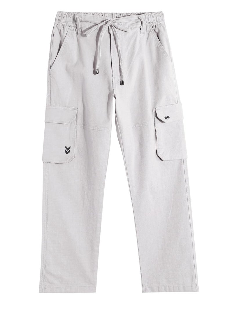 CAVIO Boys Casual Solid Regular Fit Cargo Pants with Multiple Pockets Grey - Image 1