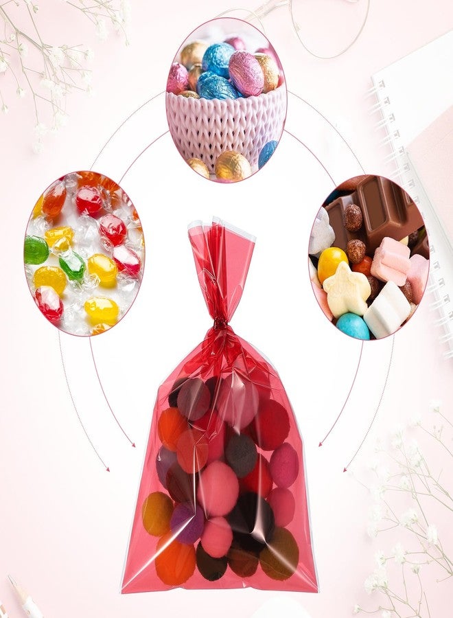 PATIKIL Treat Bags, 50 Pcs 9x6 Inch Clear Gift Bags with Twist Ties Plastic Gift for Candy Party Favor Cookies Candies Packaging Bakery, Yellow - Image 5