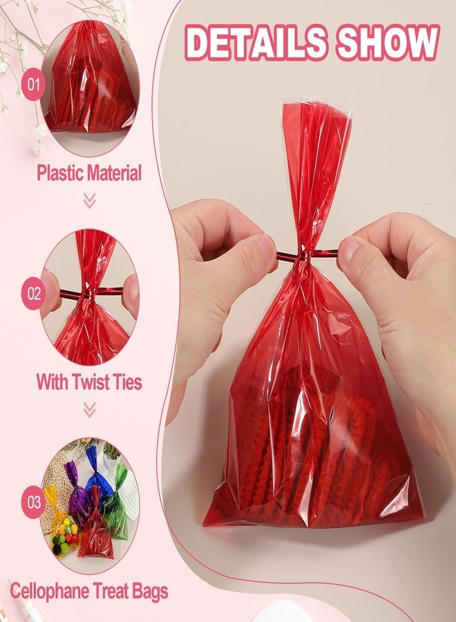 PATIKIL Treat Bags, 50 Pcs 9x6 Inch Clear Gift Bags with Twist Ties Plastic Gift for Candy Party Favor Cookies Candies Packaging Bakery, Yellow - Image 3