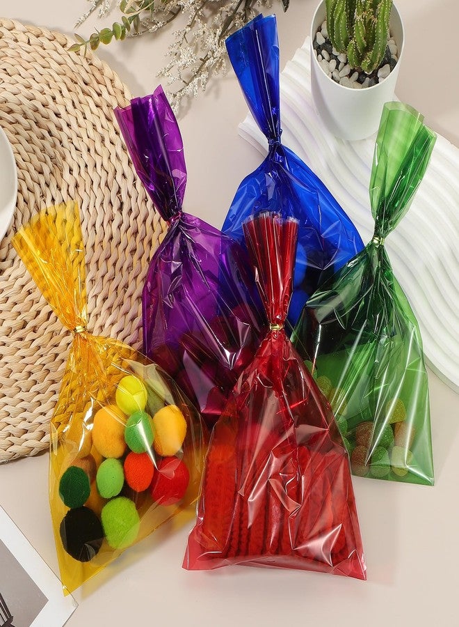 PATIKIL Treat Bags, 50 Pcs 9x6 Inch Clear Gift Bags with Twist Ties Plastic Gift for Candy Party Favor Cookies Candies Packaging Bakery, Yellow - Image 4