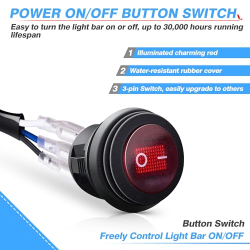 MICTUNING MIC-B1002 LED Light Bar Wiring Harness, Fuse 40A Relay On-off Waterproof Switch - Image 5