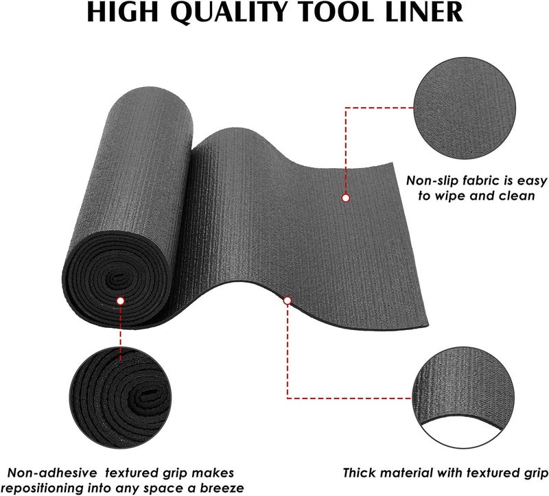 MIXPOWER Professional Tool Box Liner and Drawer Liner,Easy Cut, Non-Slip Foam Rubber Toolbox Drawer Liner Mat - Adjustable Cabinet Liners,Black,16 inch (Wide) x 6 feet (Long), 3mm Thickness - Image 3