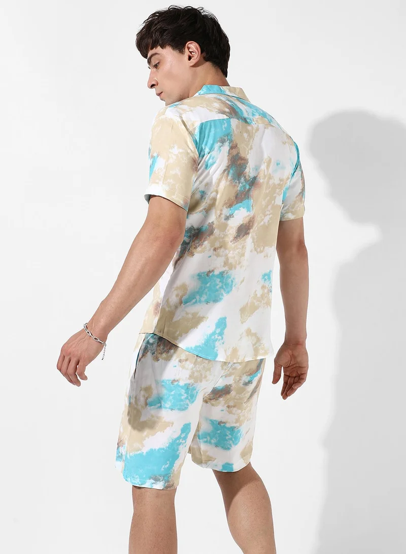 Campus Sutra Men's Tie-Dye Print Casual Co-Ord Set
