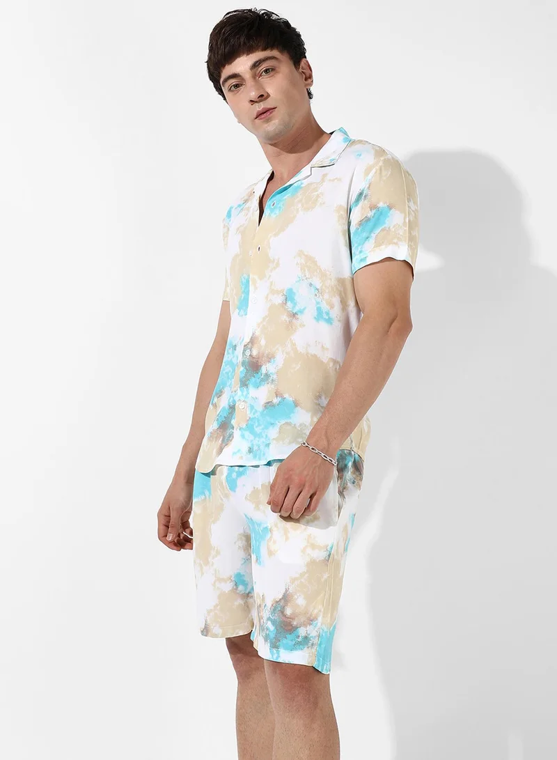 Campus Sutra Men's Tie-Dye Print Casual Co-Ord Set