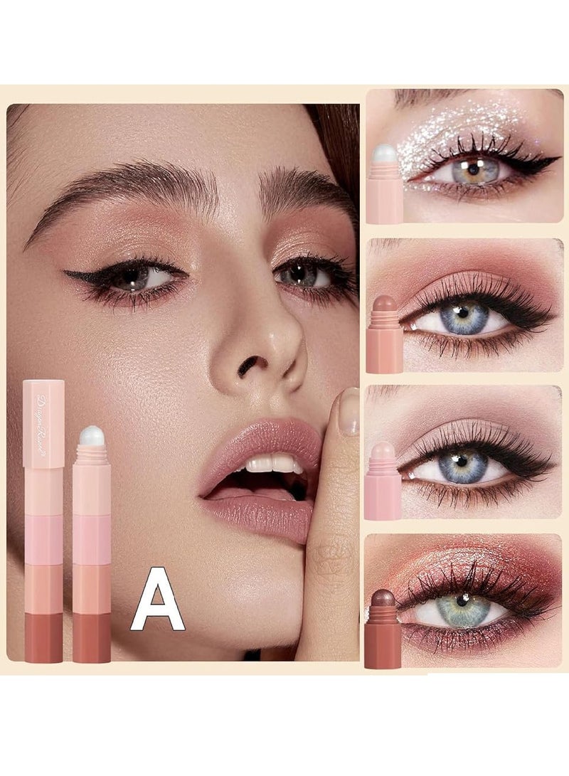 4-in-1 Nude Cream Eyeshadow Stick, Matte Eye Shadow Face & Eye Highlighter Pen, Matte Nude Eye Makeup, Highly Pigmented Eyeshadow, Perfect Gifts For Women - Image 2