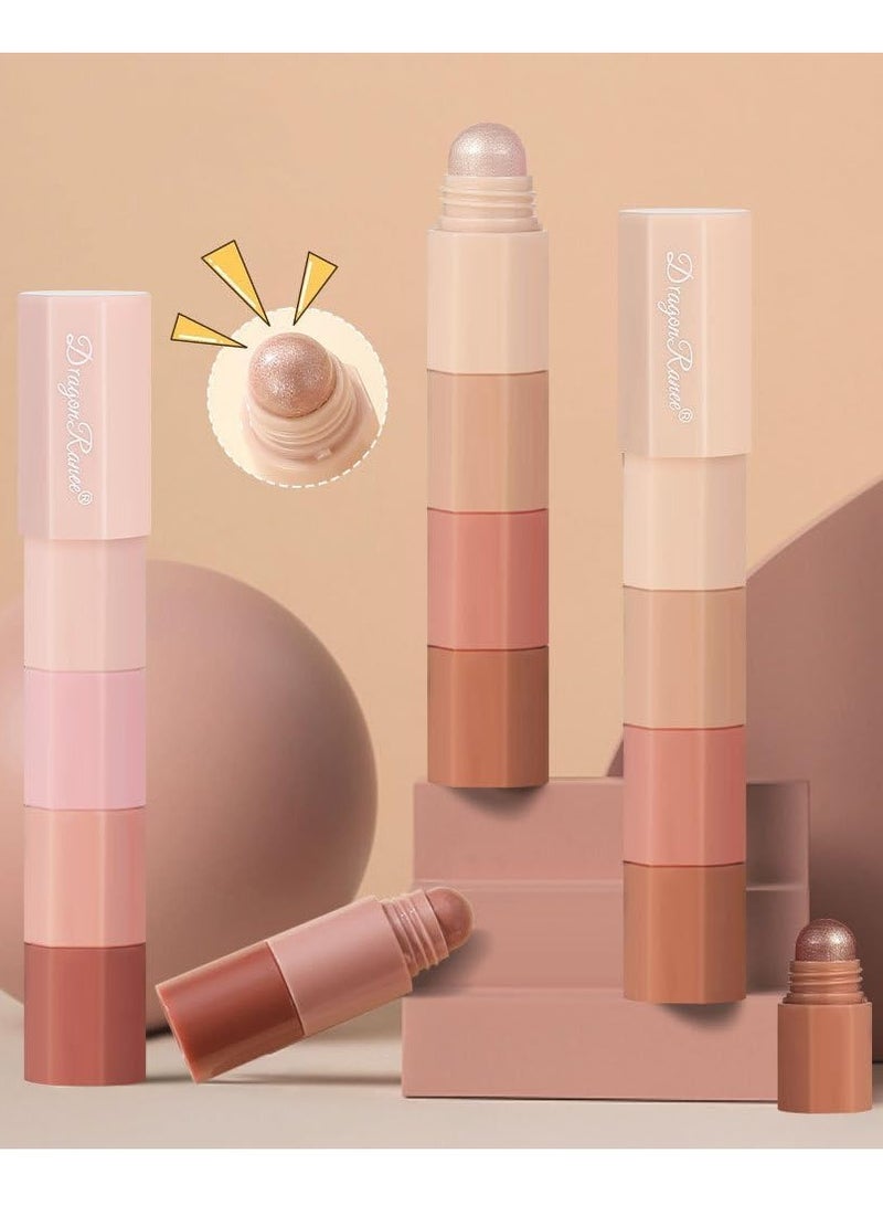 4-in-1 Nude Cream Eyeshadow Stick, Matte Eye Shadow Face & Eye Highlighter Pen, Matte Nude Eye Makeup, Highly Pigmented Eyeshadow, Perfect Gifts For Women - Image 3