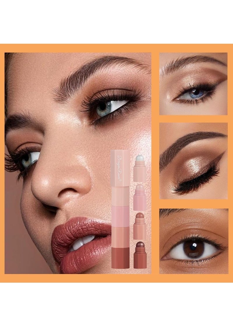 4-in-1 Nude Cream Eyeshadow Stick, Matte Eye Shadow Face & Eye Highlighter Pen, Matte Nude Eye Makeup, Highly Pigmented Eyeshadow, Perfect Gifts For Women - Image 5