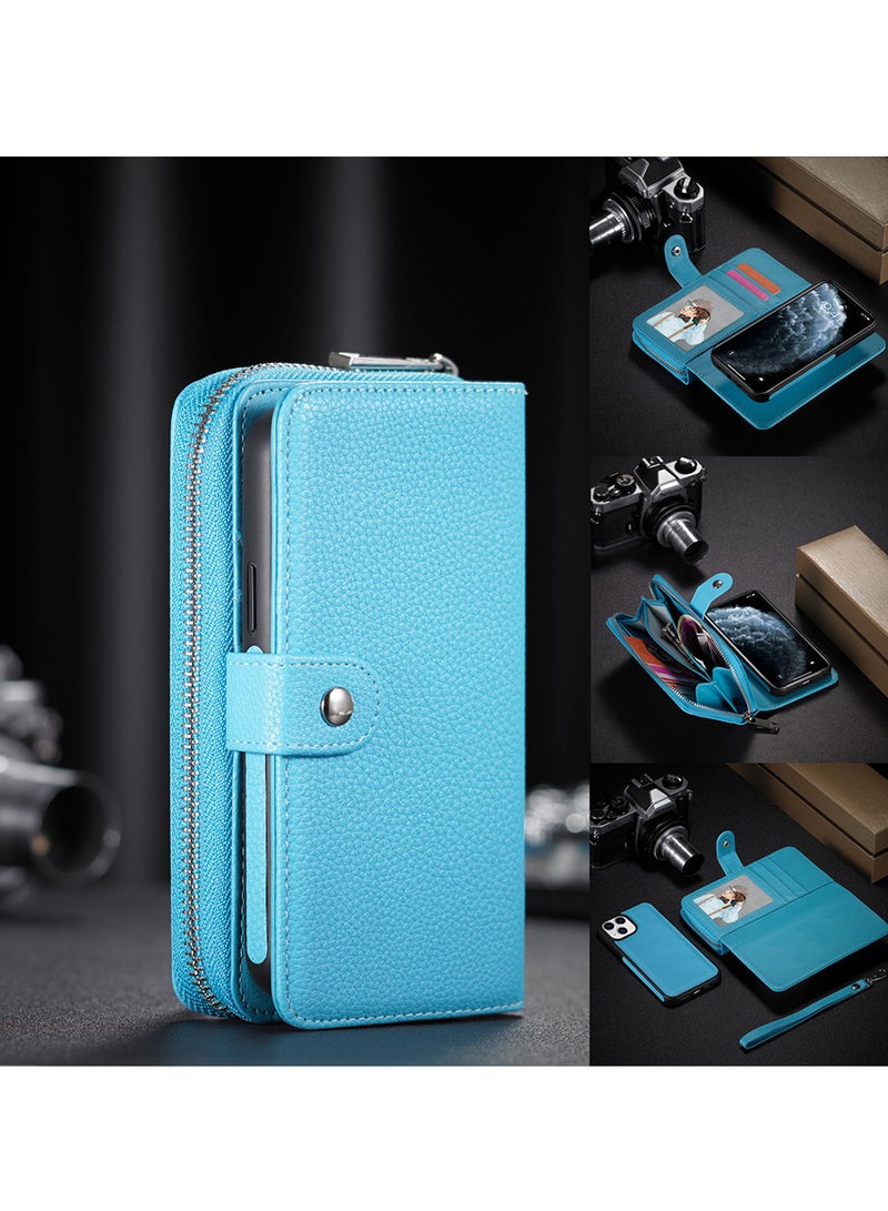 CATANES (for iPhone 12 Mini) Wallet Case Leather Cover with ID Credit Holder Folio Flip Wallet case / Blue - Image 5