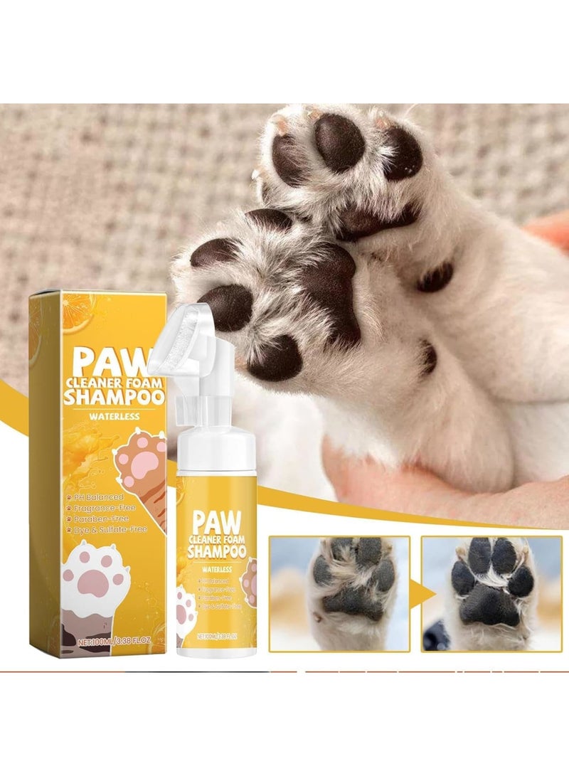 SYOSI Dog Paw Cleaner, Waterless Foam Shampoo with Built-in Paw Scrubber Brush Odor Control Foot Cleaning Brush for Dogs and Cats 100ml Pet Paw Care - Image 3