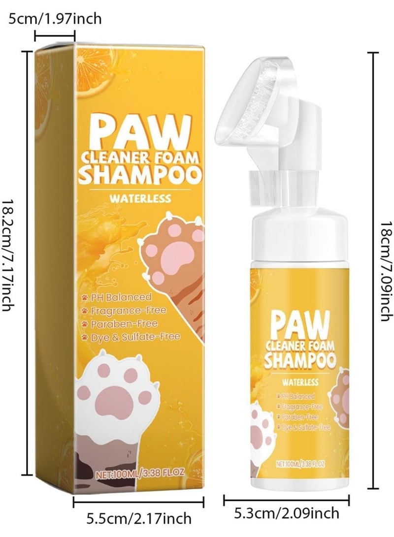 SYOSI Dog Paw Cleaner, Waterless Foam Shampoo with Built-in Paw Scrubber Brush Odor Control Foot Cleaning Brush for Dogs and Cats 100ml Pet Paw Care - Image 2