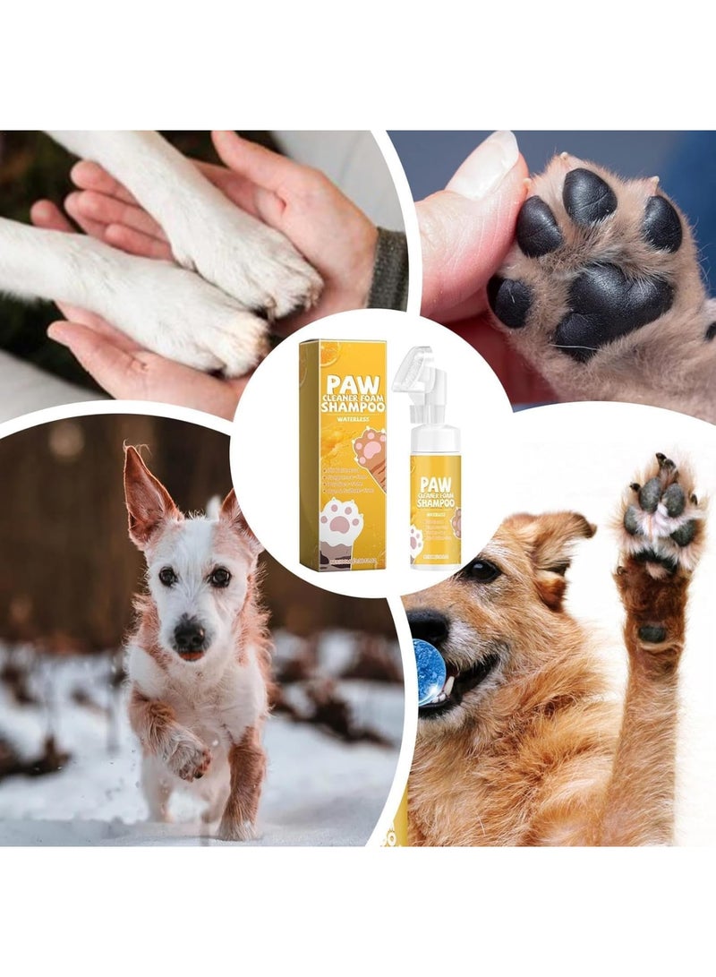 SYOSI Dog Paw Cleaner, Waterless Foam Shampoo with Built-in Paw Scrubber Brush Odor Control Foot Cleaning Brush for Dogs and Cats 100ml Pet Paw Care - Image 5