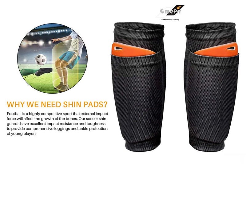 Gmefvr Football primium Shin Guard for Shin Protection Football Player Leg Protection (Orange) - Image 2