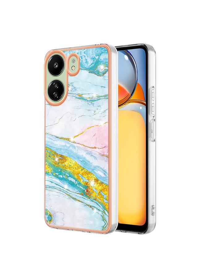 Case For Xiaomi Redmi 13C 4G Electroplating Marble Dual-side IMD Phone Case