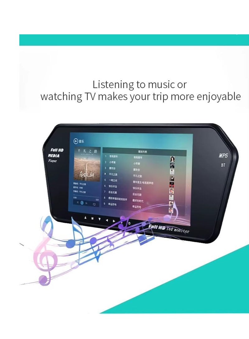 7-inch LCD Car Rearview Monitor, Full HD Media Player, MP5, Bluetooth Support - Image 2