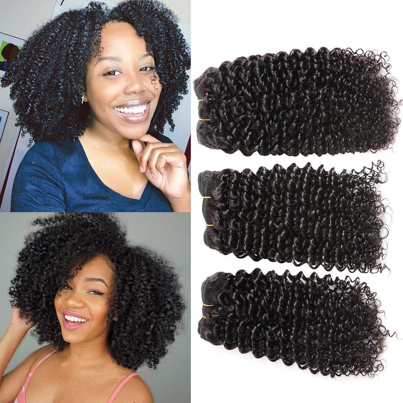 luxnovolex Kinky Curly Hair Bundles with Luxnovolex 10A Unprocessed Brazilian Short Virgin Human Hair Weave Extensions 300g (10 10 10 inch) - Image 2