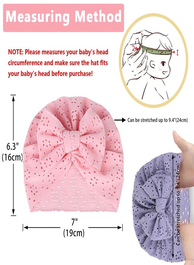 PALAY® 3pcs Baby Cap for 6-12 Months, Soft Baby Turban Cap for Baby Girl Boy, Stretchy Big Bow Baby Caps for Born 0-3 Months, Breathable Lovely Newborns Infant Hat Shower Gifts - Image 2